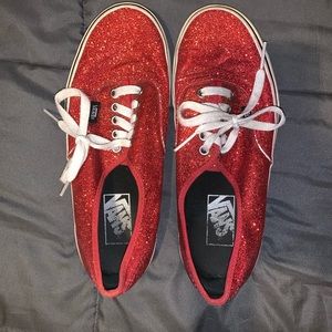 Red sparkly Vans